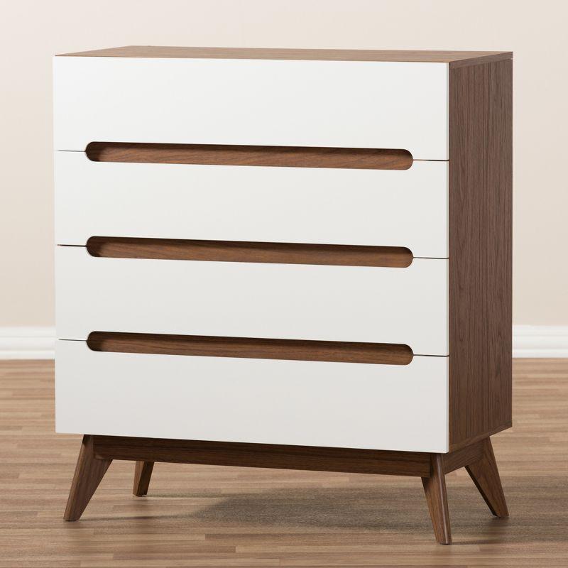 Calypso Mid-Century Modern Wood 4 Drawer Storage Chest Brown - Baxton Studio: Sleek Scandinavian Design, Space-Saving