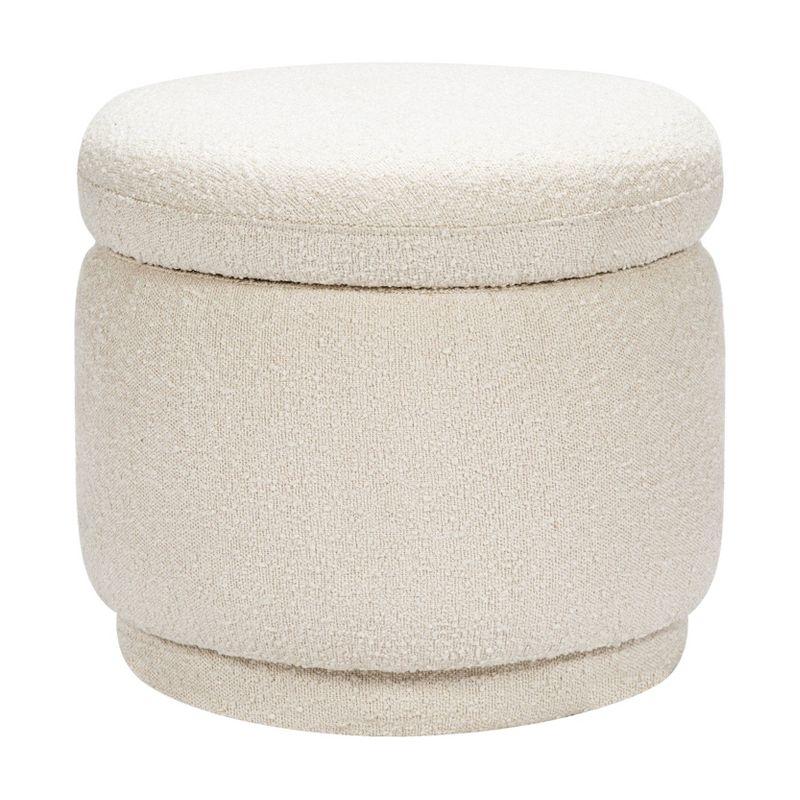 Enoki 21" Cream Boucle Round Storage Ottoman