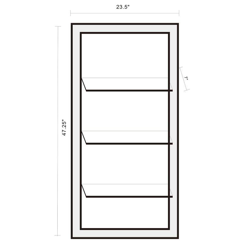 Silver Rectangular 3-Shelf Wall Mirror with Dark Edge