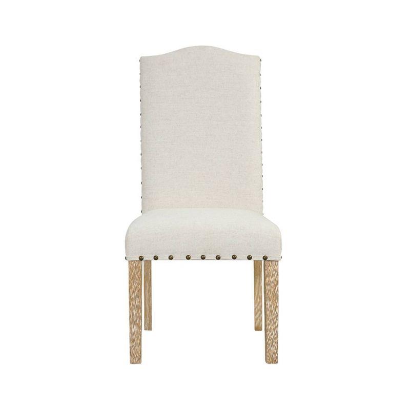 HomePop Set of 2 Curved Top Parson Dining Chairs Cream: Nailhead Trim, Upholstered, Plywood Frame