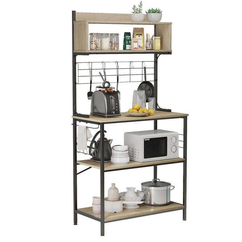 Bestier 5 Tier Microwave Stand, Coffee Bar Table with Storage for Small Space Kitchen 24in brown