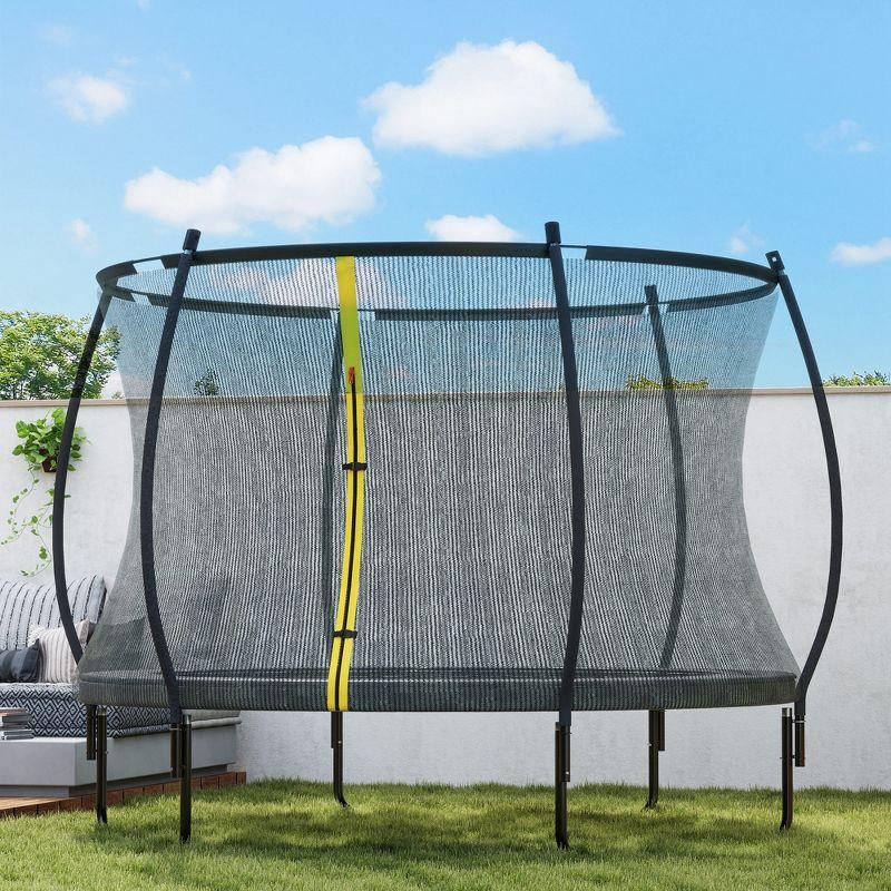 Soozier 8ft Trampoline Outdoor, Recreational Trampoline with Net Enclosure, Curved Poles and Safety Spring Cover,Black