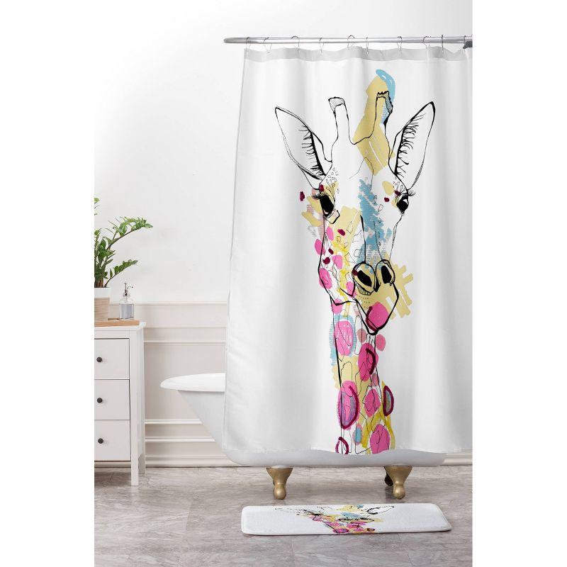 Giraffe Shower Curtain Ivory - Deny Designs: Polyester Microfiber, Machine Washable, Buttonhole Top
