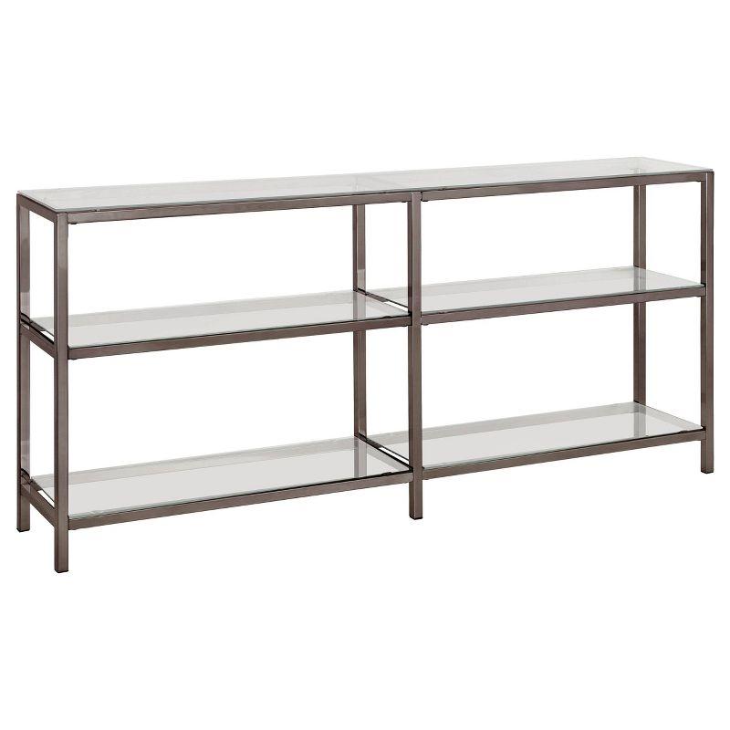 26.75" Contemporary 3 Shelf Console Bookcase with Glass Shelves Black Nickel - Coaster