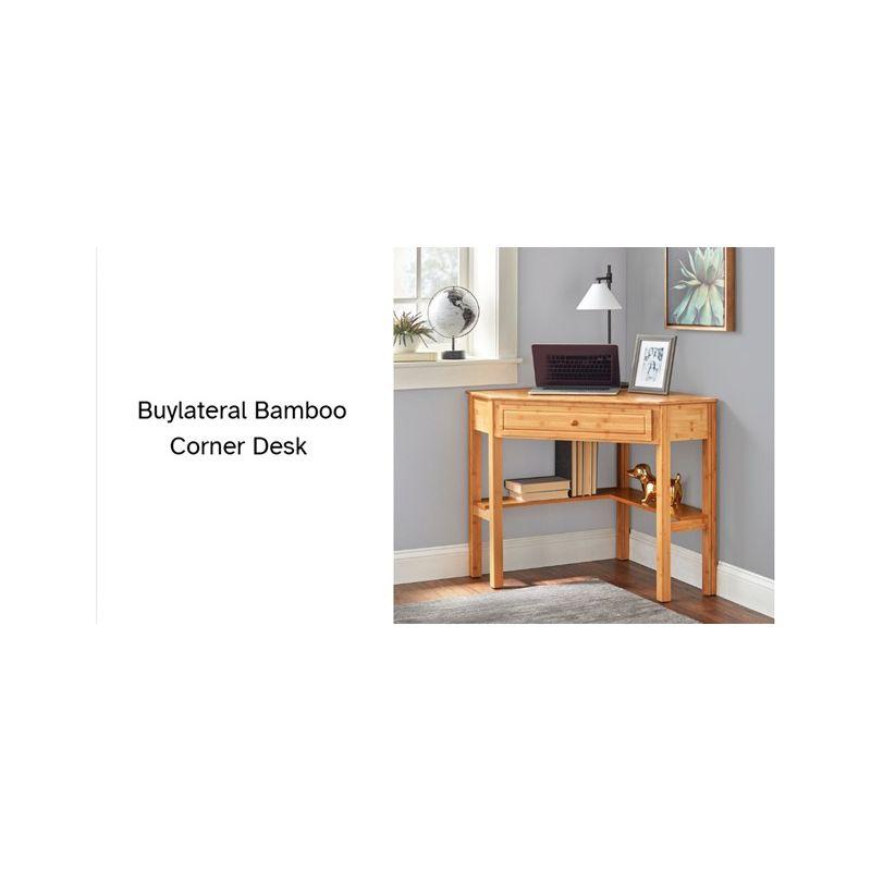 Buylateral Bamboo Corner Desk with Drawer Natural