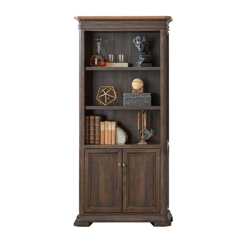 78" Sonoma Bookcase with Doors Brown - Martin Furniture: Arched Design, No Assembly Required