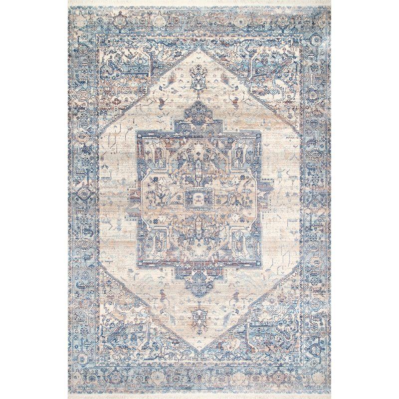 Nuloom Harriet Oriental/Persian 7x9 Indoor Area Rug for Living Room Bedroom Dining Room Kitchen, Light Blue/Multicolor