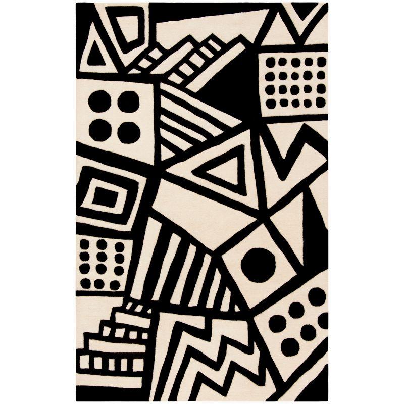 Fifth Avenue FTV124 Hand Tufted Wool Area Rug - Ivory/Black- 4' X 6' - Safavieh.