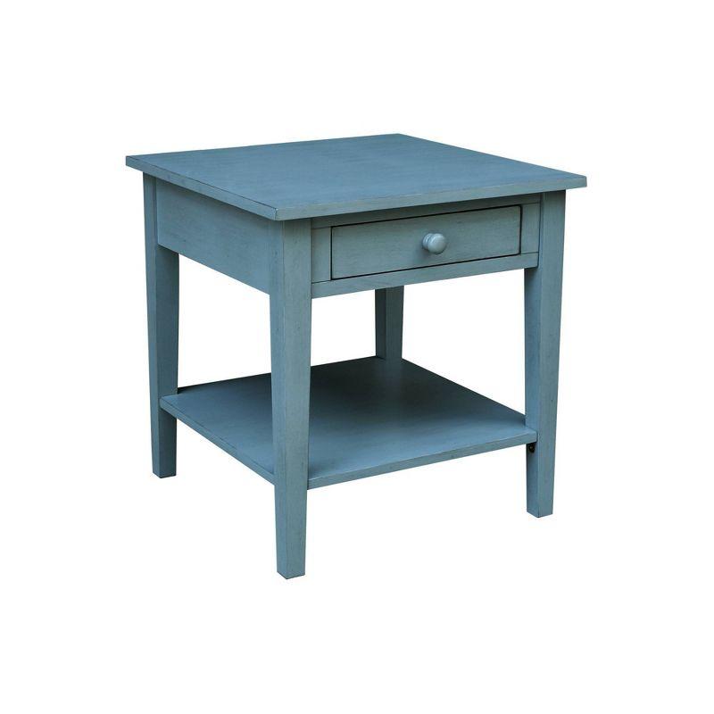 International Concepts Spencer End Table Antique Ocean Blue: Hardwood Frame, 25" High, Square Shape, Spot Clean