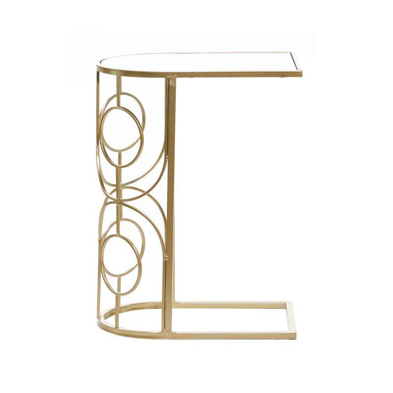 Contemporary Mirrored Accent Table Gold - Olivia & May: No Assembly, Indoor Use, Iron Frame