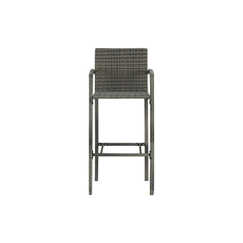 vidaXL Bar Stool Set of 4 Grey PE rattan, powder-coated steel Medium