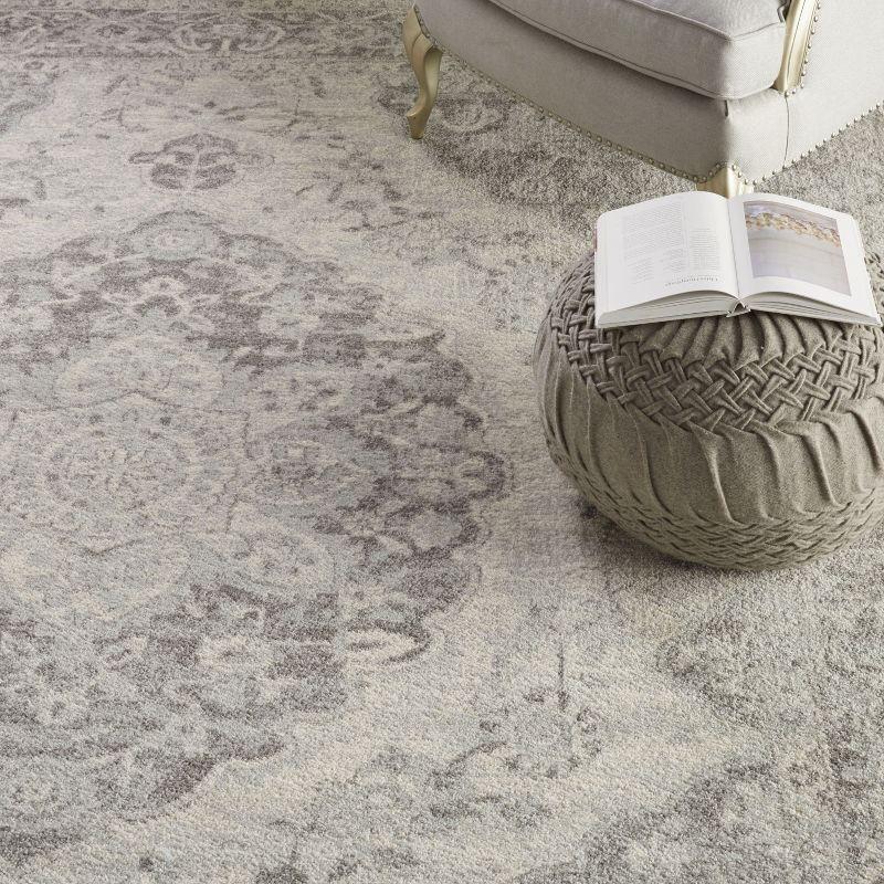 Nourison Tranquil Vintage Persian Center Medallion Area Rug Ivory Grey 8'10" x 11'10"