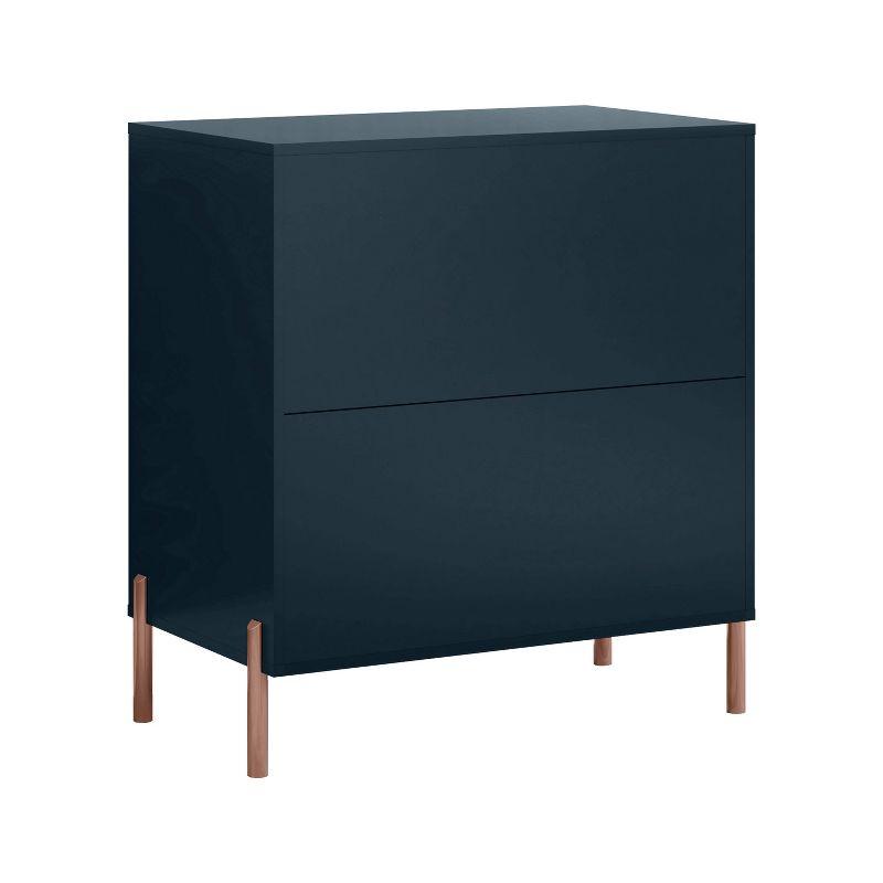 Festivo 3 Drawer Nightstand Navy: Scandinavian Modern Style, MDF Construction, Storage Solution with Anti-Tip Hardware