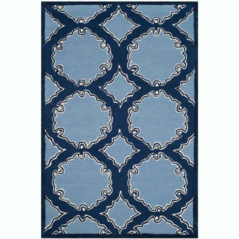 Bella Blue Hand-Tufted Wool Geometric Area Rug