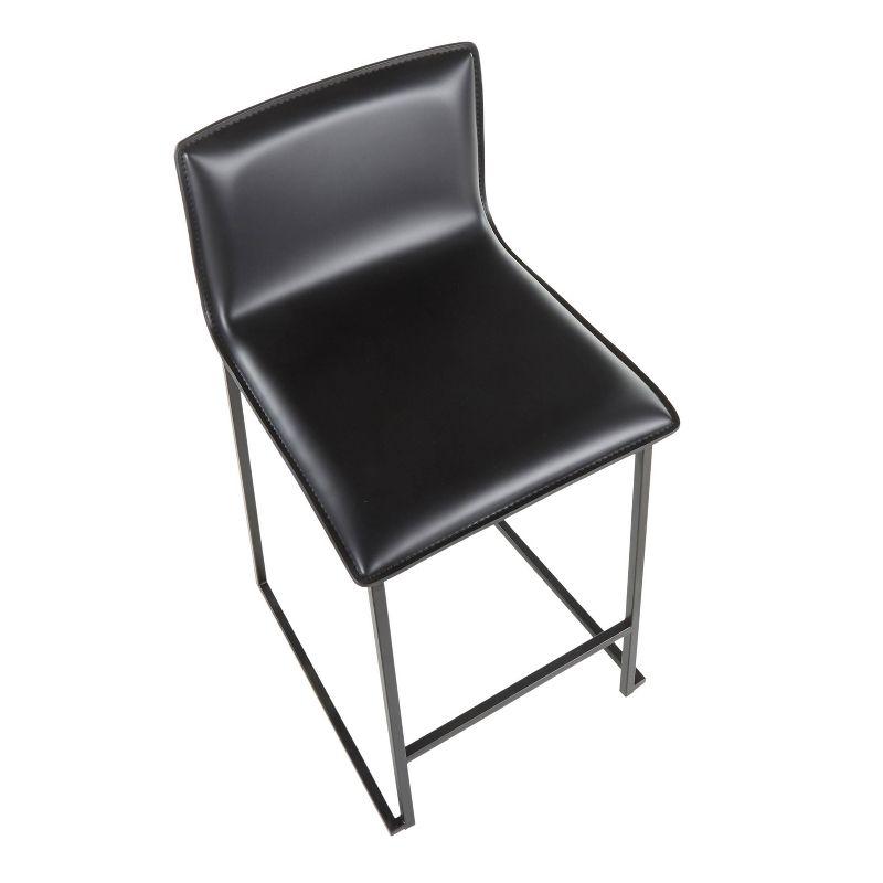 Set of 2 26" Mara Contemporary Counter Height Barstools Black - LumiSource: Faux Leather, Metal Base, Built-in Footrest