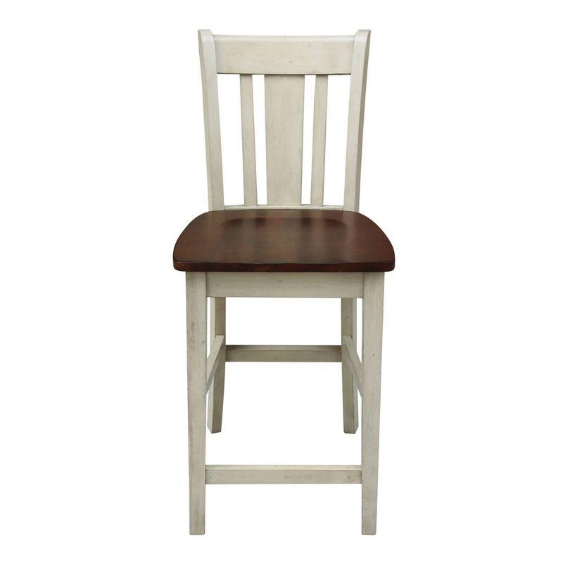 Elegant San Remo Solid Wood Counter Stool in Antique Almond