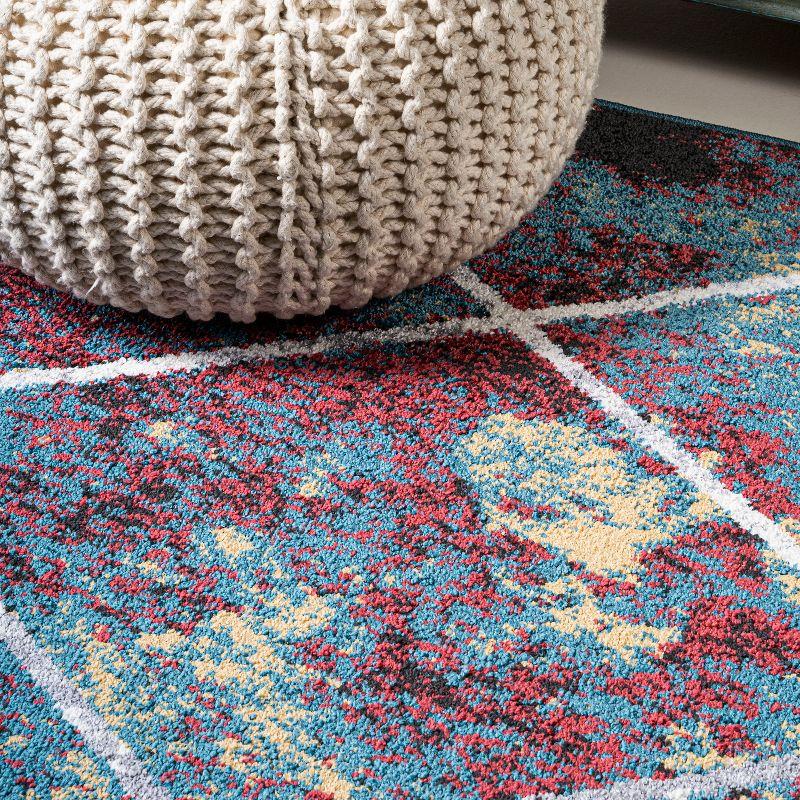 4'x6' Cole Minimalist Diamond Trellis Area Rug, Multi/White - JONATHAN Y