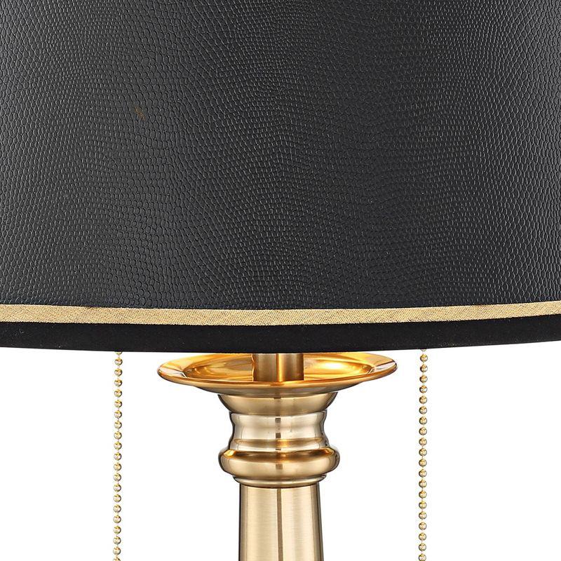 Barnes and Ivy Georgetown Traditional Desk Lamp 28 1/2" Tall Warm Brass with USB Charging Port Black Shade for Bedroom Living Room Bedside Office Kids