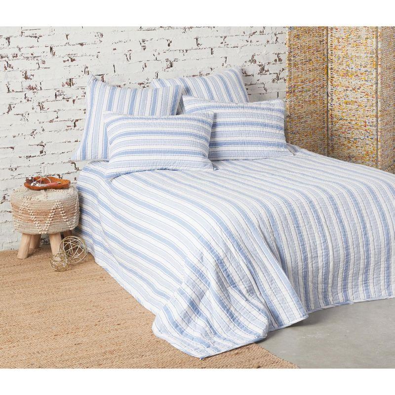 Santorini Blue and White Embroidered Cotton Euro Sham