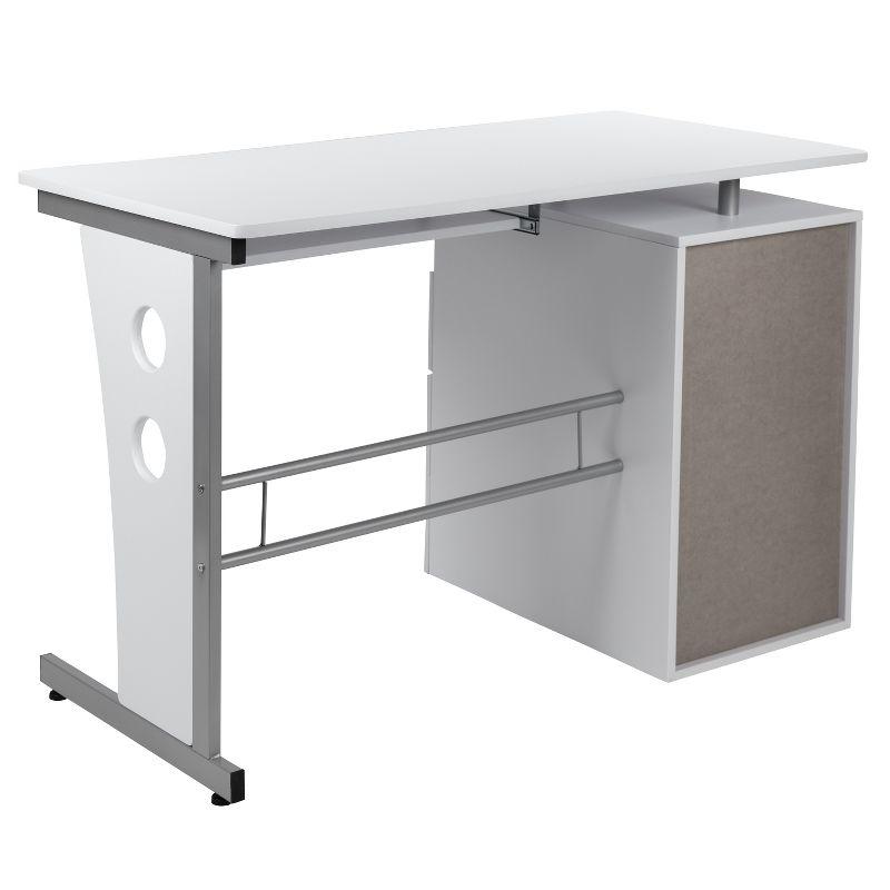 Flash Furniture White Desk with Three Drawer Pedestal and Pull-Out Keyboard Tray