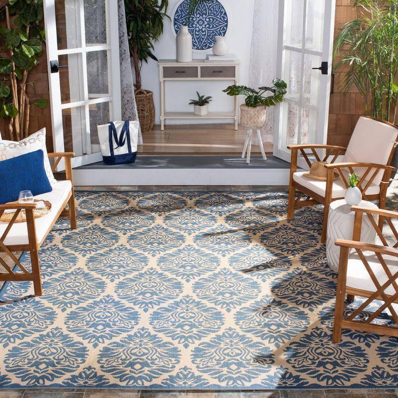 Beach House BHS135 Power Loomed Indoor/Outdoor Area Rug - Cream/Blue - 8'x10' - Safavieh