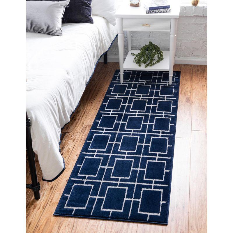 Glam Navy Blue Silver Area Rug
