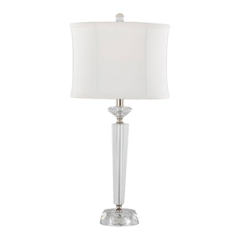 LumiSource (Set of 2) Diamond Torch 25.75" Contemporary Crystal Table Lamps with Off-White Shade and Polished Nickel from Grandview Gallery