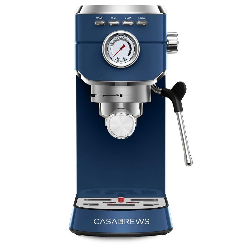 Sapphire Blue Semi-Automatic Espresso Machine with Steam Wand