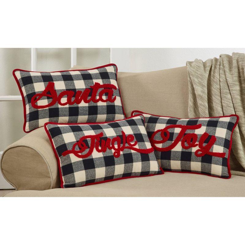 12"x20" Buffalo Plaid Joy Poly Filled Throw Pillow Black - Saro Lifestyle: Cotton Blend, Zippered, Indoor/Outdoor Use