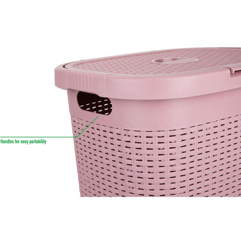 Mind Reader Laundry Basket with Cutout Handles, Washing Bin, Dirty Clothes Storage, Bathroom, Bedroom, Closet, 50 Liter Capacity, Pink