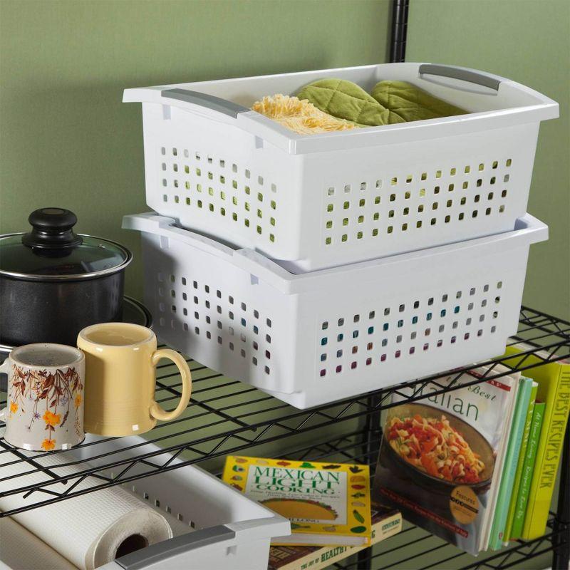 Sterilite 8-Pack White Plastic Ventilated Storage Baskets