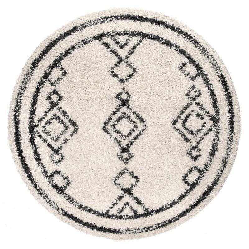 Nuloom Mackie Geometric 4 Round Accent Shag Indoor Area Rug for Living Room Bedroom Dining Room Nursery Entryway, Off White/Charcoal