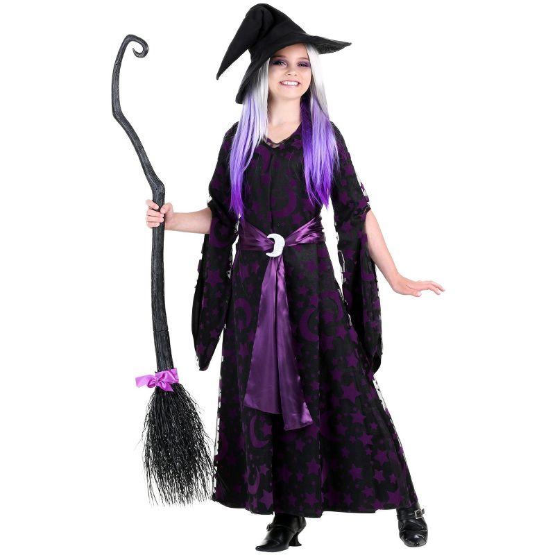 HalloweenCostumes.com X Small Girl Girls Purple Moon Witch Costume, Black/Purple