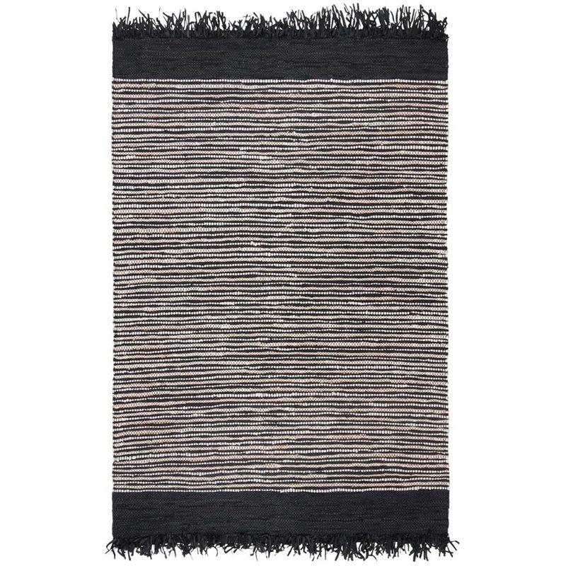 Vintage Leather VTL373 Hand Woven Indoor Area Rug - Black/Multi - 5'x8' - Safavieh.