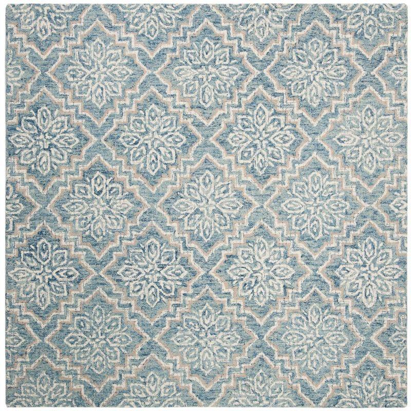 Abstract ABT201 Handmade Indoor Area Rug - Blue/Grey - 4'x4' - Safavieh