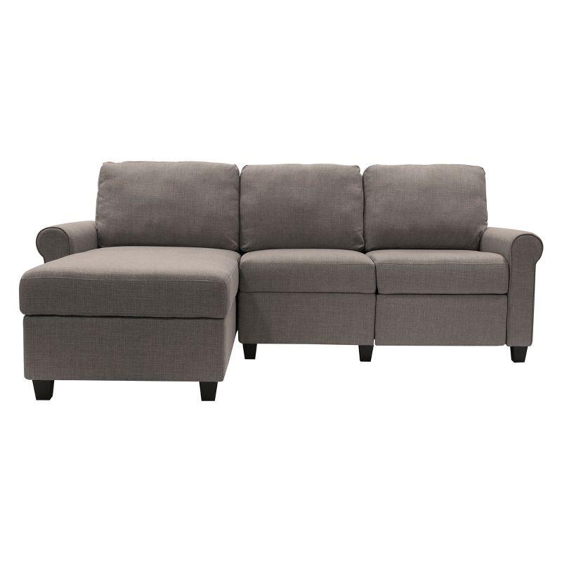 Copenhagen 89'' Gray Microfiber Sectional Sofa with Storage Chaise