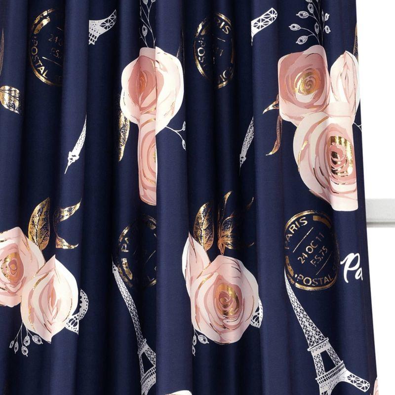 Lush Decor Vintage Paris Rose Butterfly Script Floral Semi-Sheer Curtain (Set of 2)