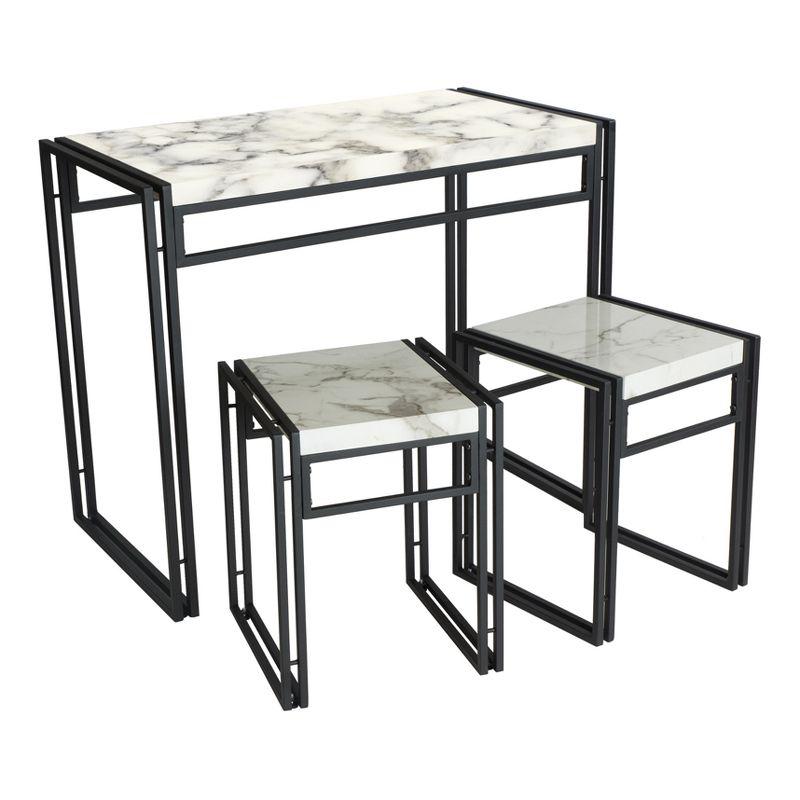 Urban Small Dining Table Set - Black with Faux Marble Top - Atlantic