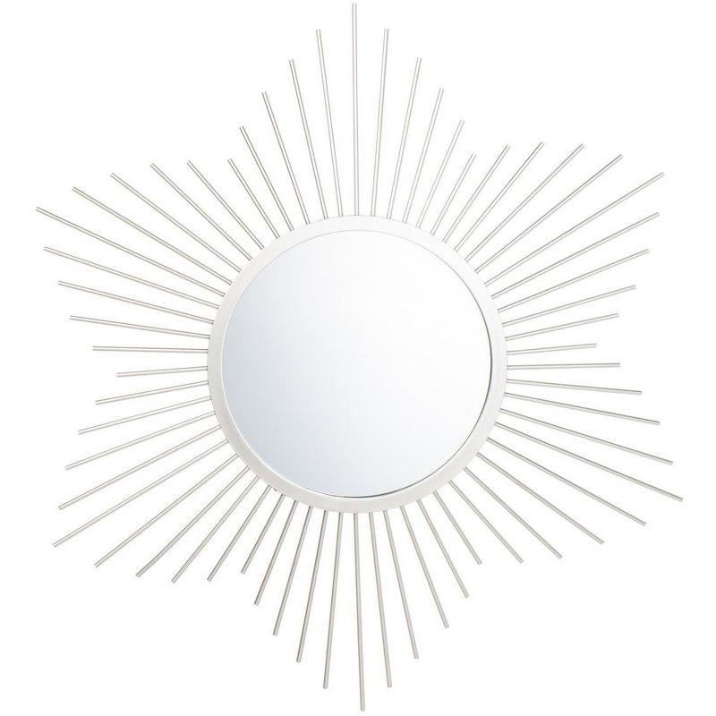 Silver Sunburst Round Mirror with Star Design