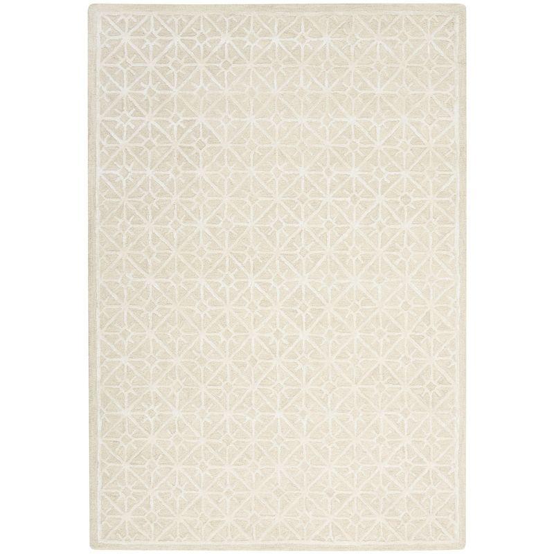 Geometric Handmade Tufted Ivory Area Rug