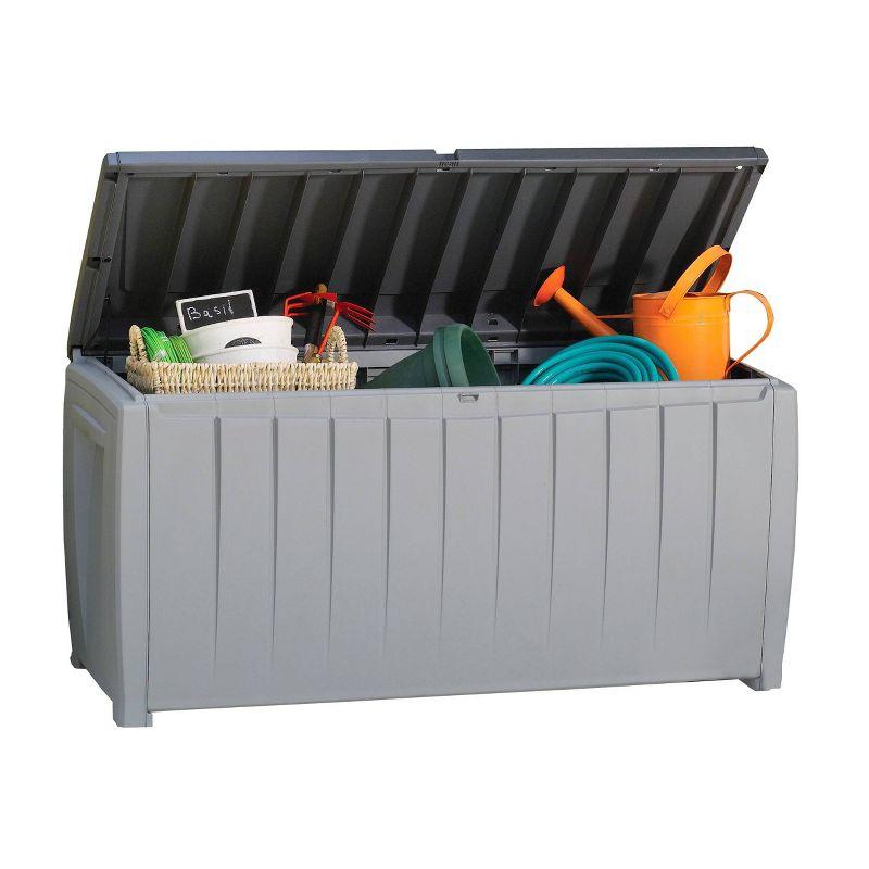 Keter Novel 90 Gallon Durable Resin Outdoor Storage and Organization Deck Box Ideal For Garden Patio Furniture and Supplies