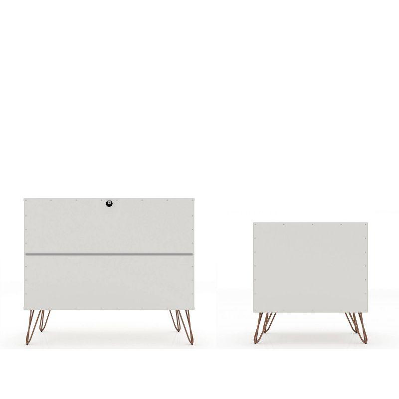 White Hairpin Leg Dresser and Nightstand Set