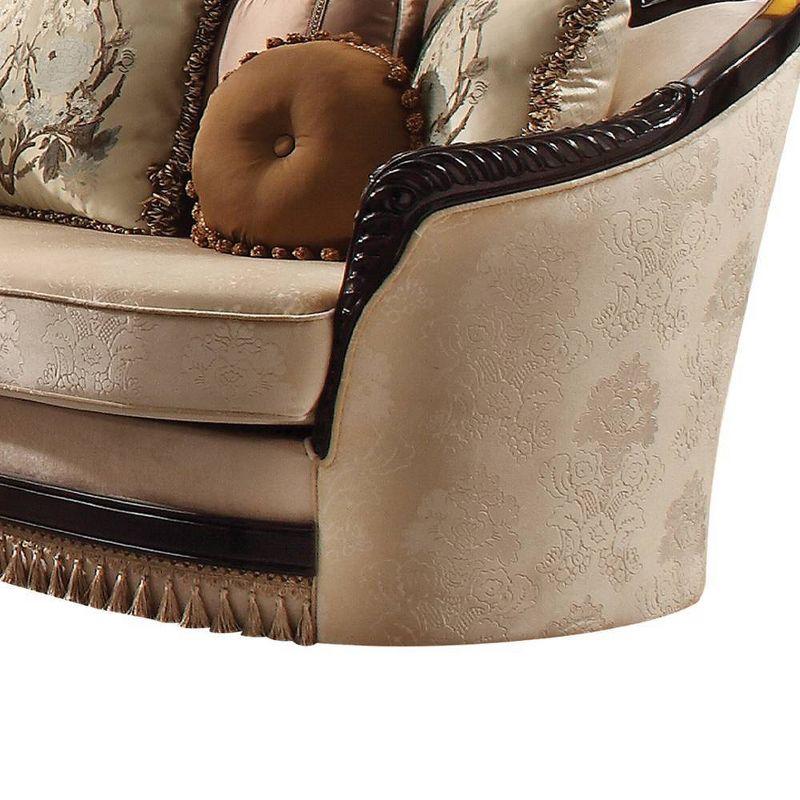 91" Ernestine Sofa Tan Fabric/Black - Acme Furniture: Traditional Design, Wood Trim, Bun Leg, Pocket Coil