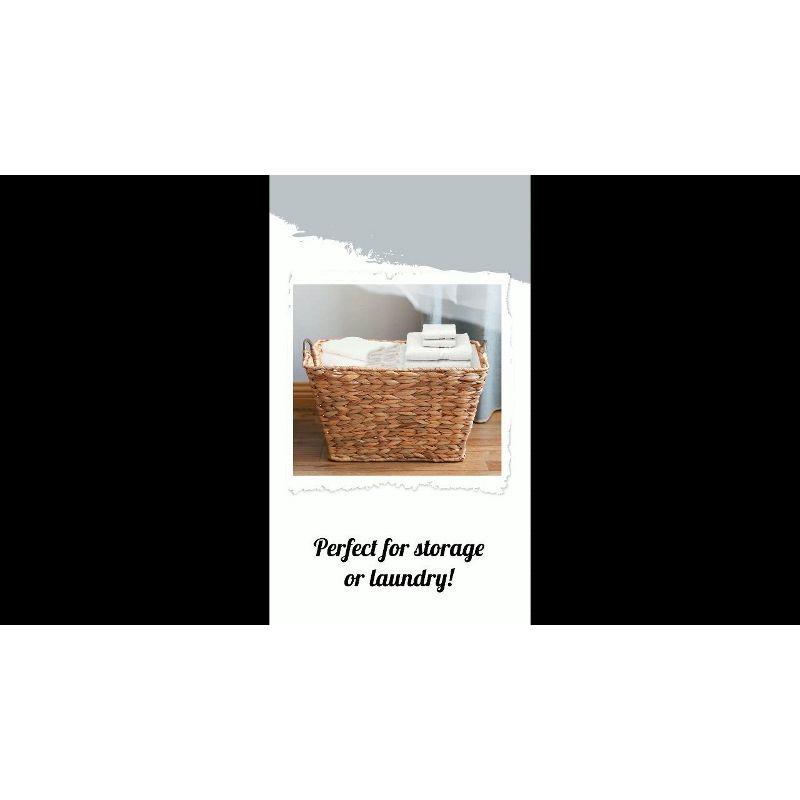 Large Multipurpose Handwoven Water Hyacinth Wicker Basket, Ideal for Organizing and Storing Towels Outdoors