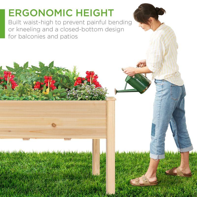 Best Choice Product 48x24x30in Raised Garden Bed, Elevated Wooden Planter for Yard w/ Foot Caps, Bed Liner