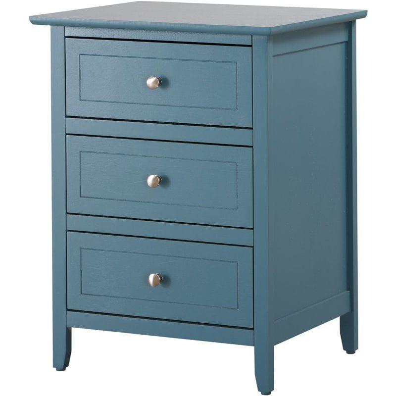 Glory Furniture Daniel 3 Drawer Nightstand in Teal