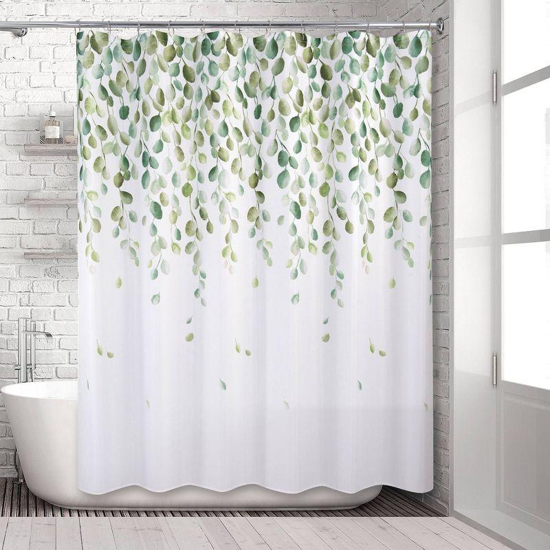 Cascade Shower Curtain - Allure Home Creations: Ombre Botanical Design, Polyester, Machine Washable