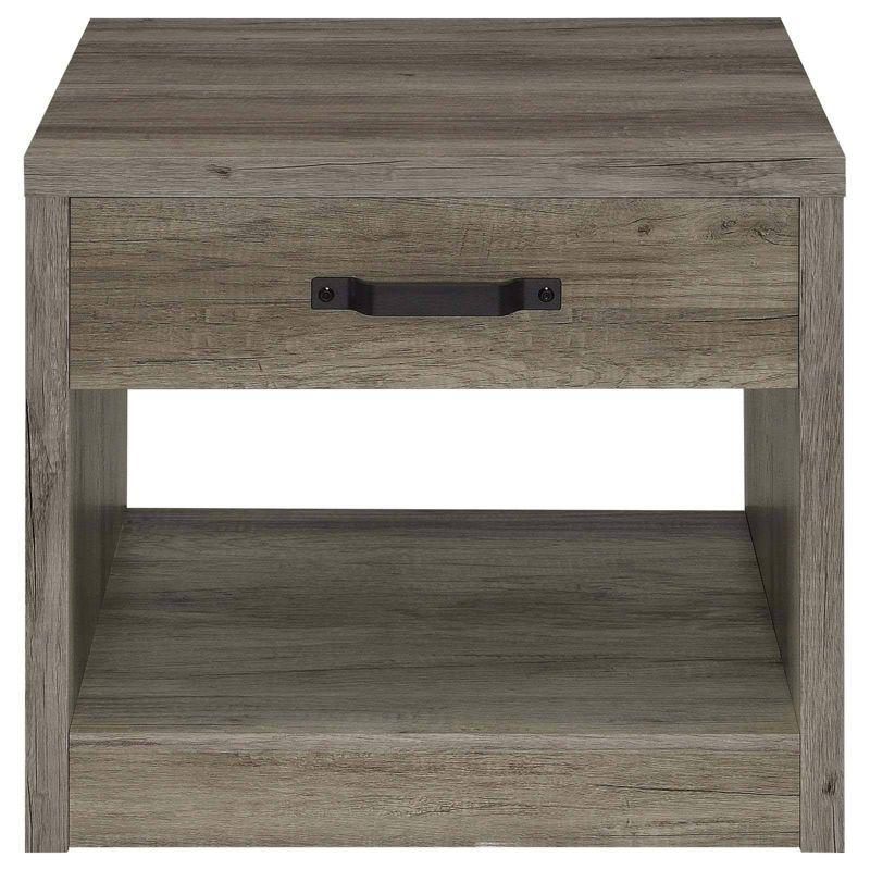 Coaster Felix Farmhouse Square Wood End Table with Drawer Gray Driftwood