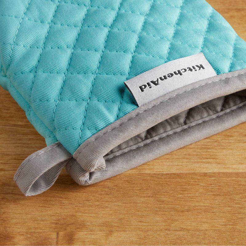 KitchenAid 2pk Cotton Asteroid Mini Oven Mitts, Light Teal: Hot Pads & Kitchen Textiles, Machine Washable, 8"x5.5"
