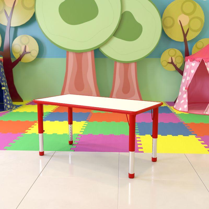 Red Adjustable Height Rectangular Laminate Activity Table